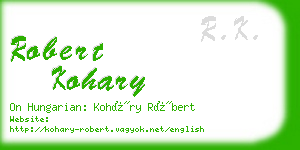 robert kohary business card
